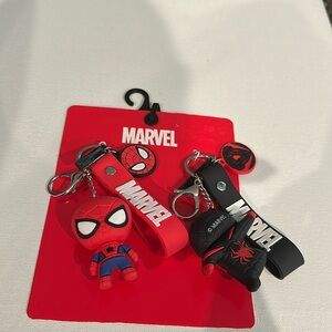 NWT MARVEL (2) Bag Charms with Spider-Man and Miles Morales Key Chains.